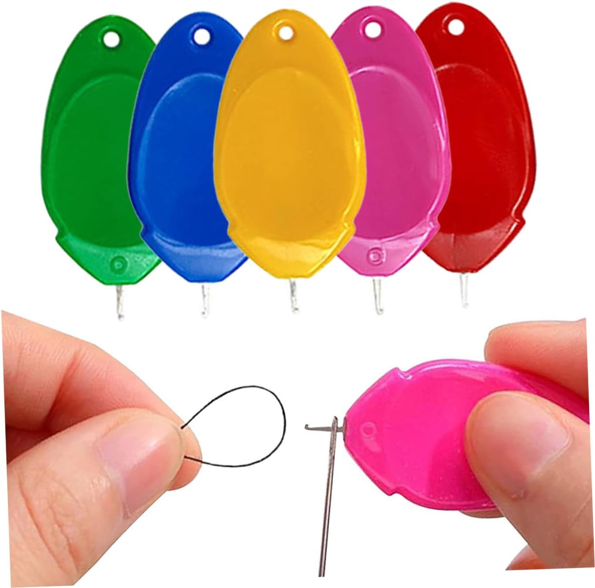 Homoyoyo 30pcs Sewing Needle Threading Tool Kit with Plastic Handles Hand Sewing Threaders for Cross Stitch and Quilting Mixed Colors for Crafting and Embroidery Random Color