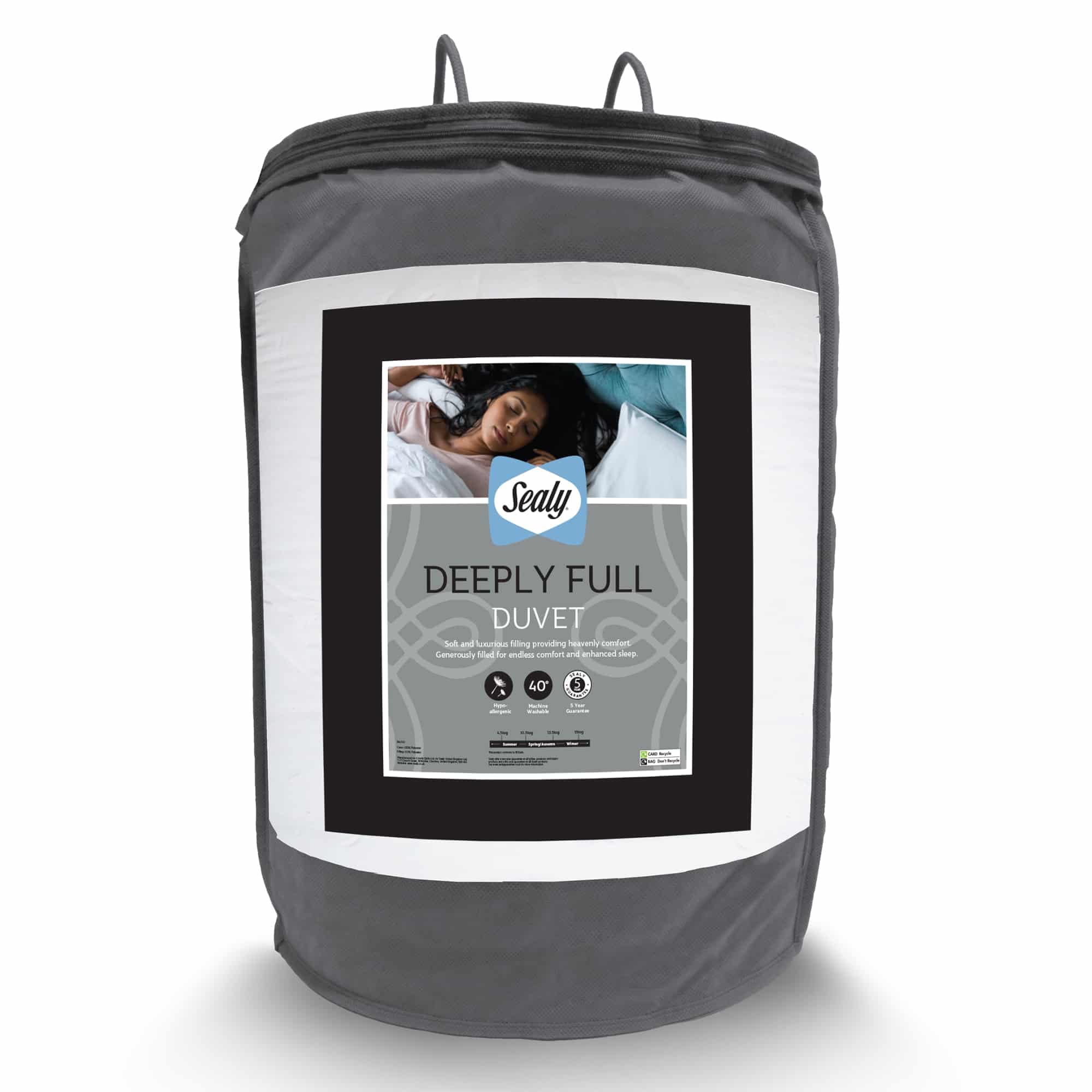 Sealy Deeply Full Single Duvet - 10.5 Tog Hotel Quality Duvet Quilt Ideal All Year Round with Luxurious and Soft Fibres - Hypoallergenic and Machine Washable - Single