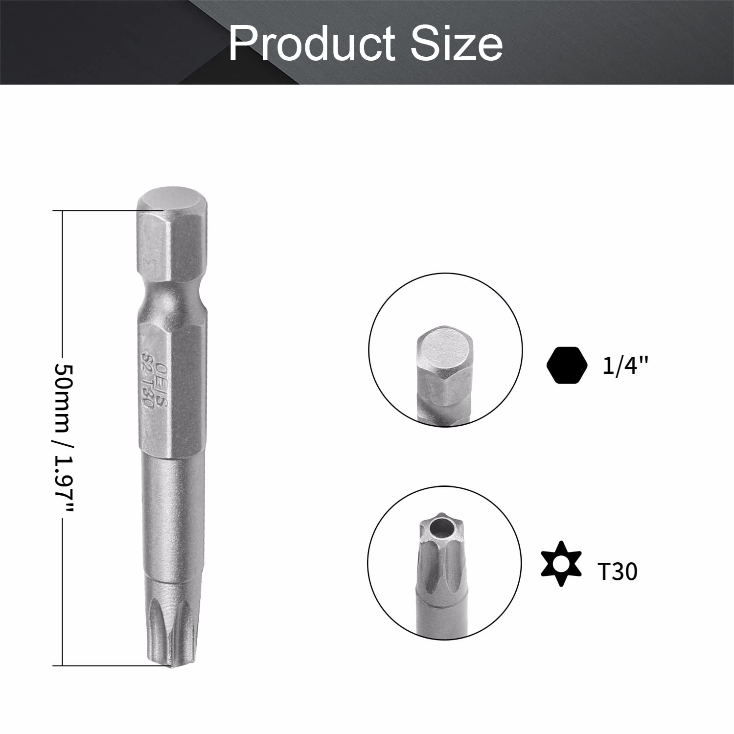 Utoolmart TT20 Torx-Bits Mit Loch (Sicherheits-Torx) – 10 Stück, 1/4" Sechskant, 50 Mm, Aus S2-Stahl