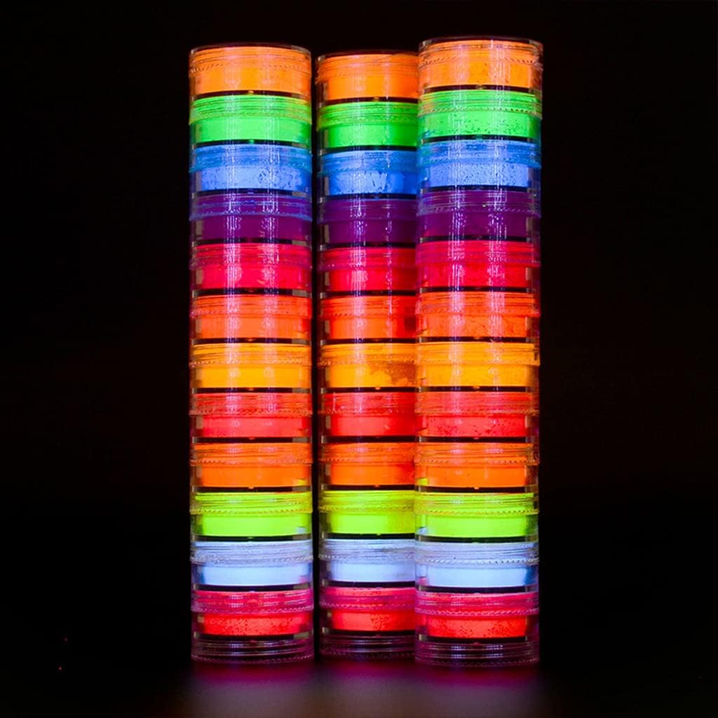 12-Color Resin Dye Phosphor Suitable for Epoxy Resin Acrylic Paint Mucus Nails Fine Arts and Black Light Reactive Pigment