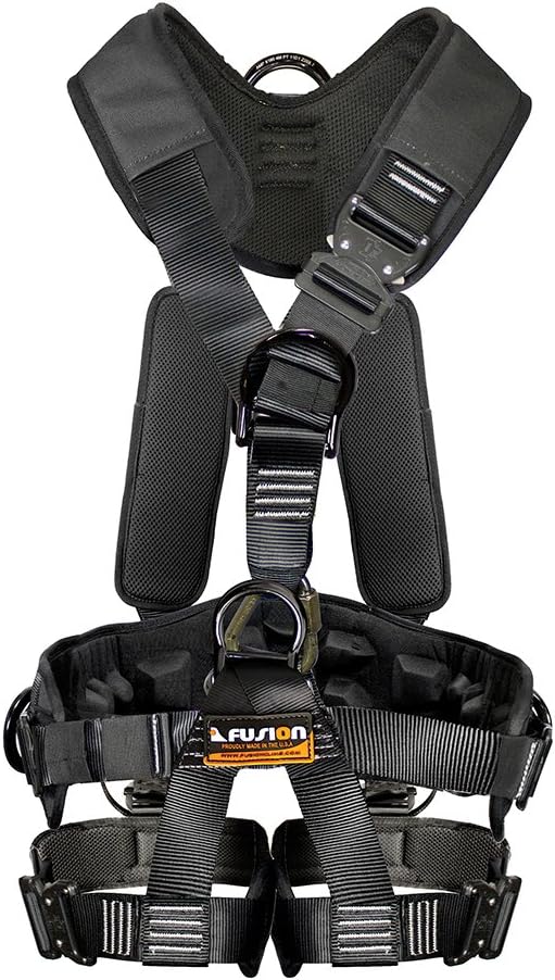 Fusion Climb Tac GT Tactical Full Body EVA Padded Heavy Duty Adjustable Zipline Harness 23kN L-XL Black
