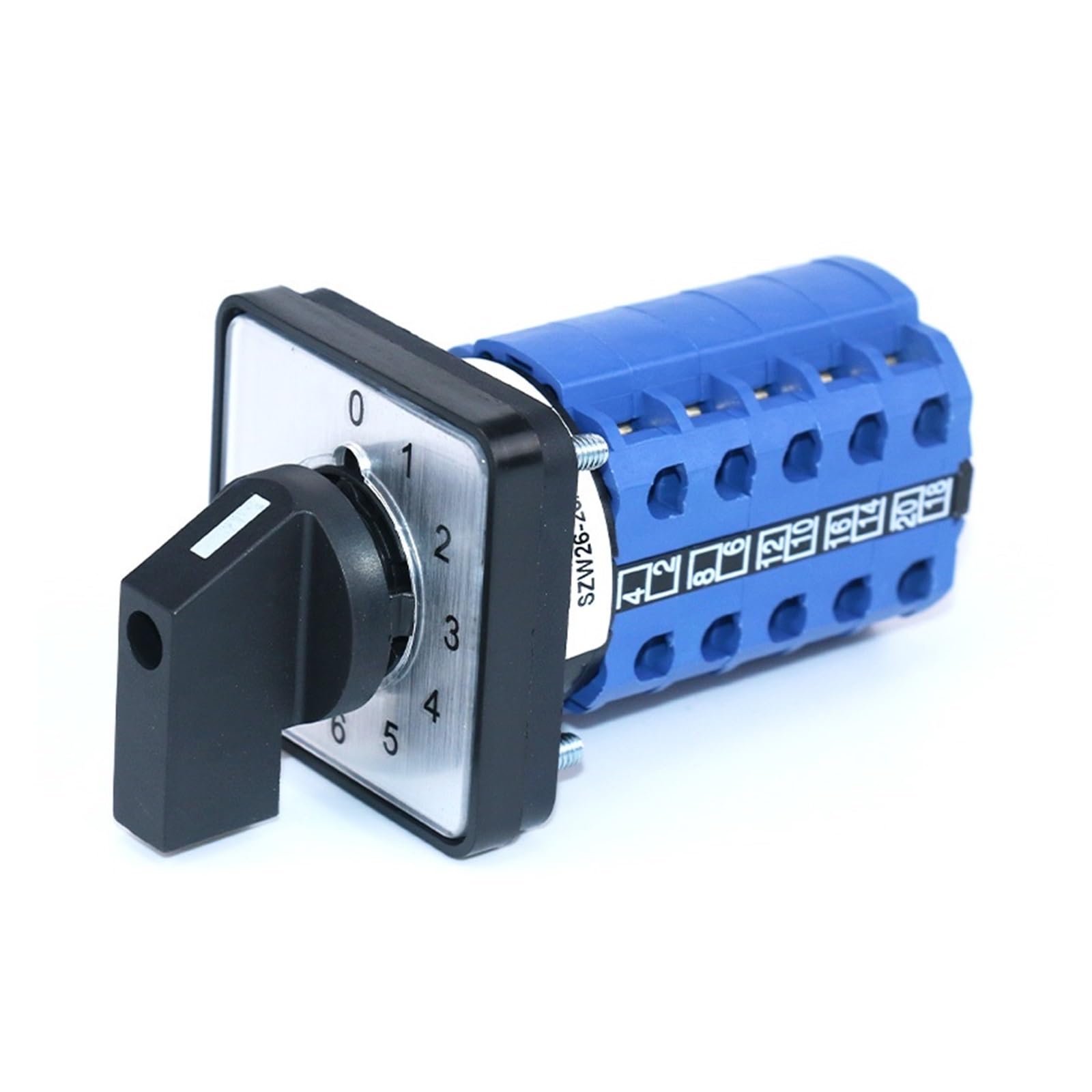 SZW26/LW26-20 0-9 10 Posizioni 5 Fasi 20A 660V Controllo rotativo Universale Commutatore a camma 64X64 48X48 mm Montaggio a Pannello(0-9.5 64X64mm)