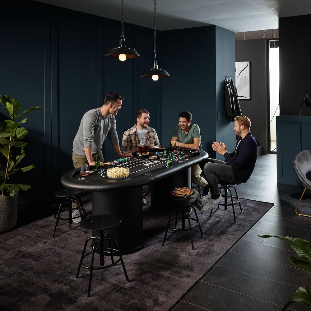 Home Deluxe Pokertisch Full House LED Beleuchtung Getränkehalter 215x106x78 cm Chiptray Spieltisch
