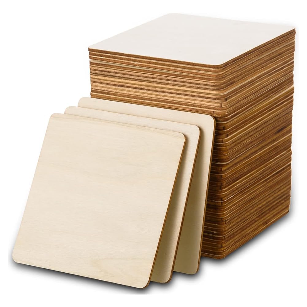 Sous-verres en bois carré de 10 cm pour loisirs créatifs et peinture (Lot de 80)