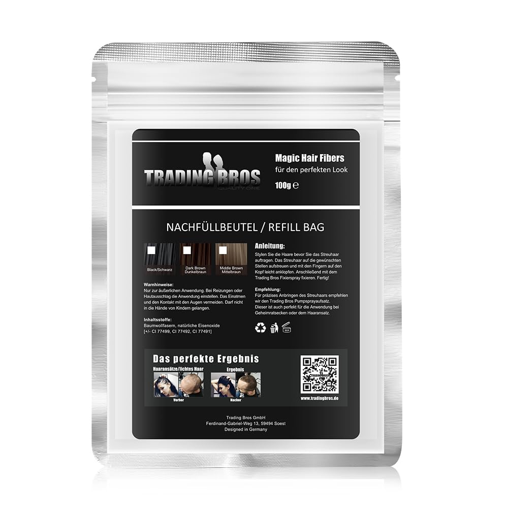 100g Premium Streuhaar Trading Bros Refill Bag Nachfüllbeutel (Dunkelbraun)