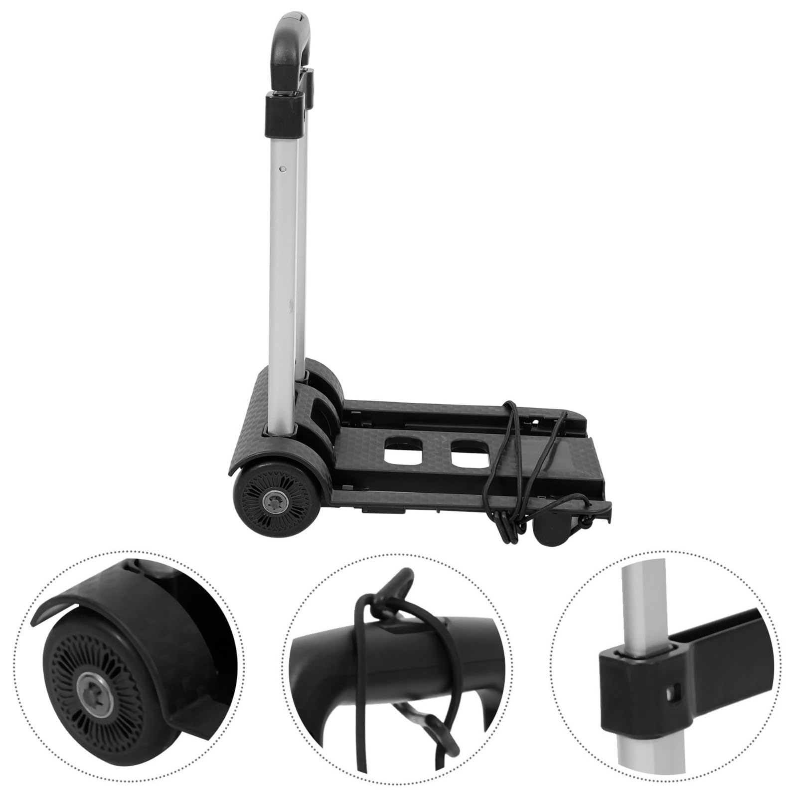 Carrito Plegable Portátil de Mano Negro Dos Ruedas y Ajuste