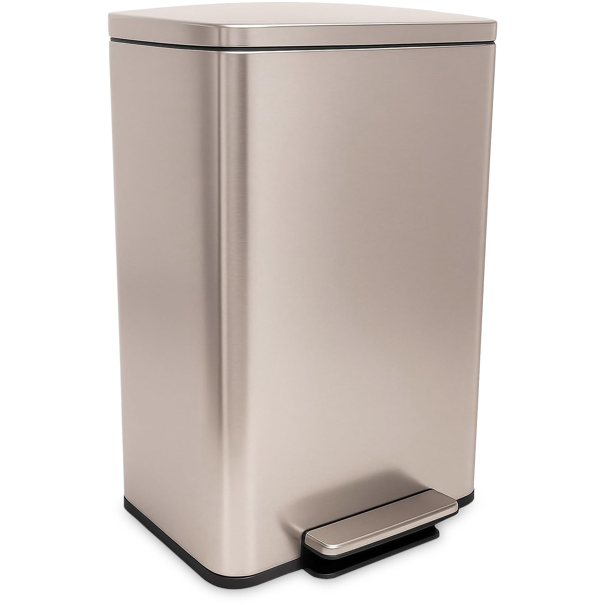 Simpli-Magic 50 Liter / 13.2 Gallon Soft-Close, Smudge Resistant Trash Can with Foot Pedal and Built in Filter- Stainless Steel, Rose Gold