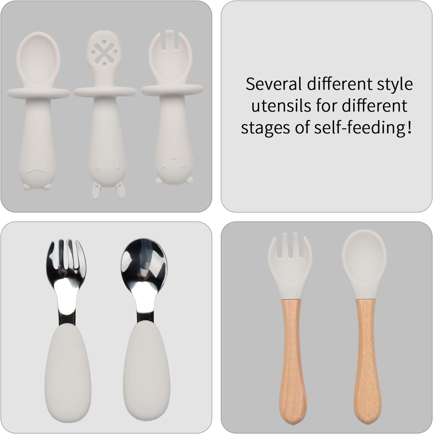 Silicone Baby Feeding Set,13PCS Baby Feeding Essentials with Suction Bowl and Plate,Spoons & Forks,Bib & Cup,Baby Toothbrush,Baby Led Weaning Supplies for 6+ Months,Baby Eating Essentials-White