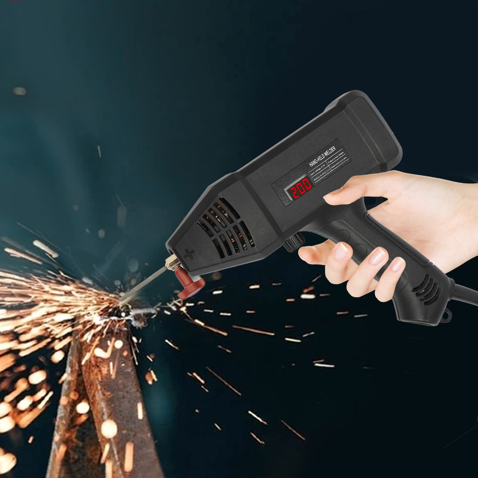 Saldatrice per elettrodi, 220 V/3000 W, portatile, con display a LED e cassetta degli attrezzi, IGBT Inverter Stick Arc saldatrice, per riparazioni, professionale