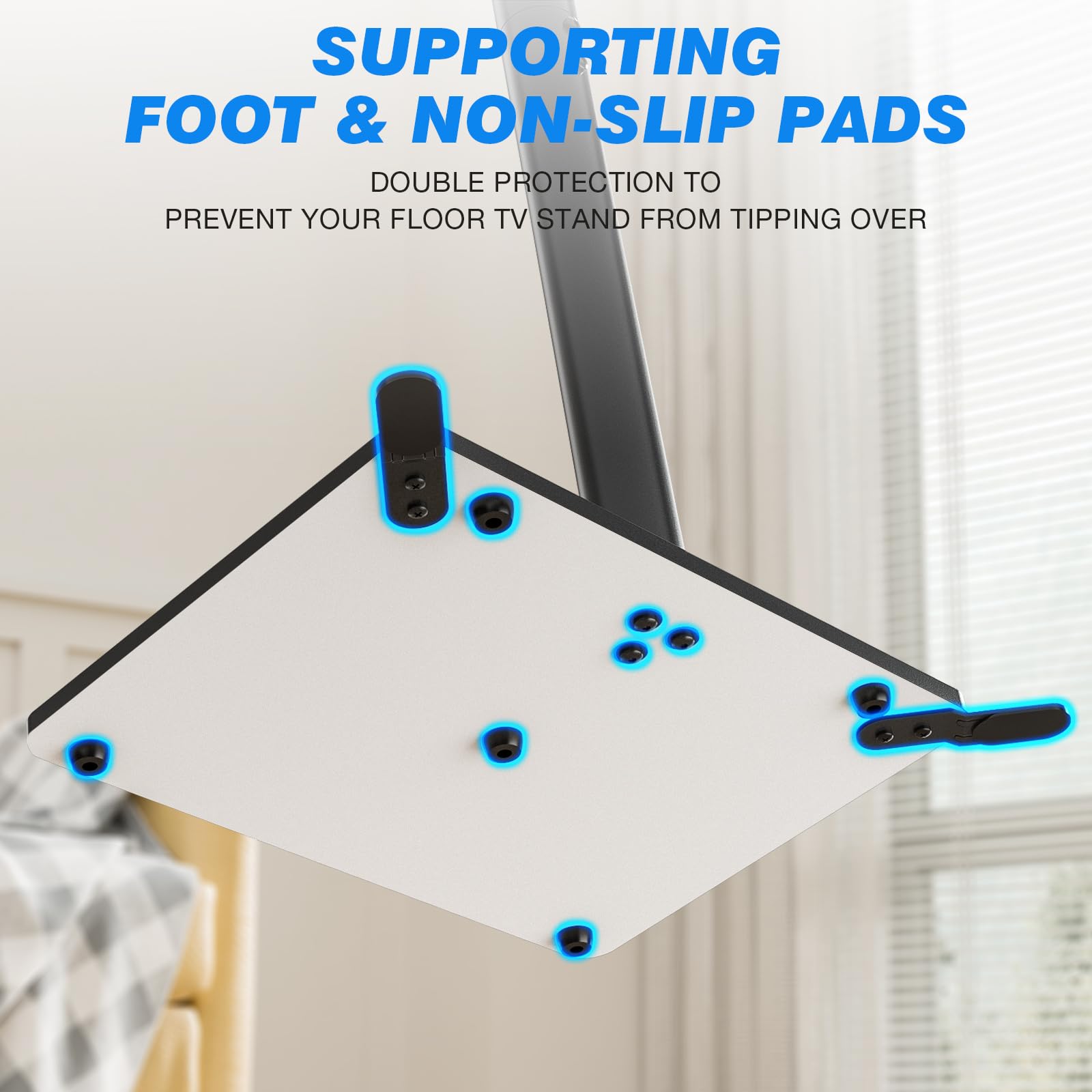 Rfiver Swivel Floor TV Stand with Mount for 32-60 inch TVs up to 88 lbs, Height Adjustable Tall TV Stand with Wood Base, Saving Space Design for Bedroom, Living Room and Corner, Max VESA 400x400mm