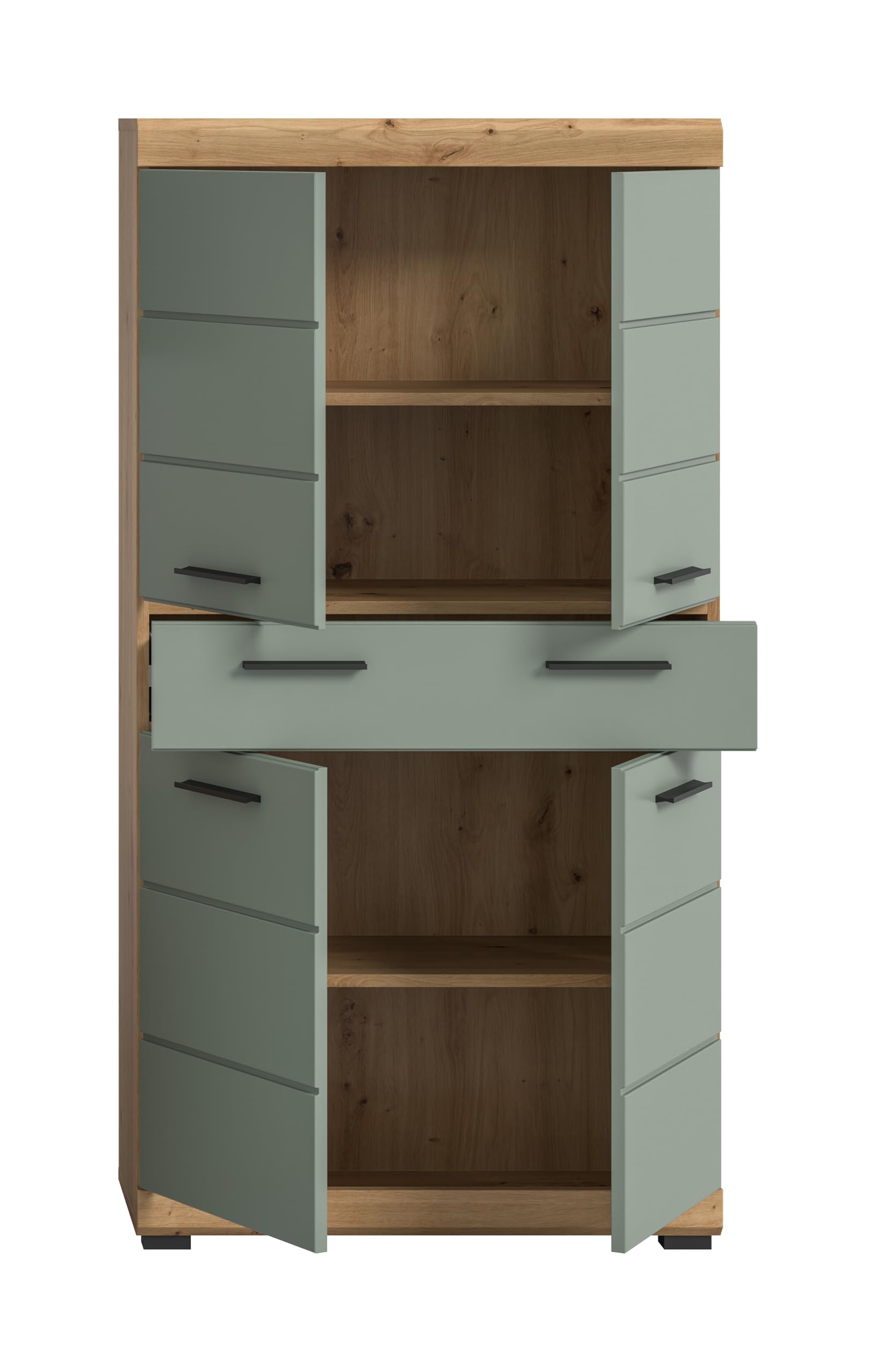xonox.home - Badmidischrank Scout 74x141x31 cm in Artisan Eiche und Salbei - Badmöbel Badset Badezimmerkombination - Pflegeleichte Oberfläche hochwertig verarbeitet – Bild 3