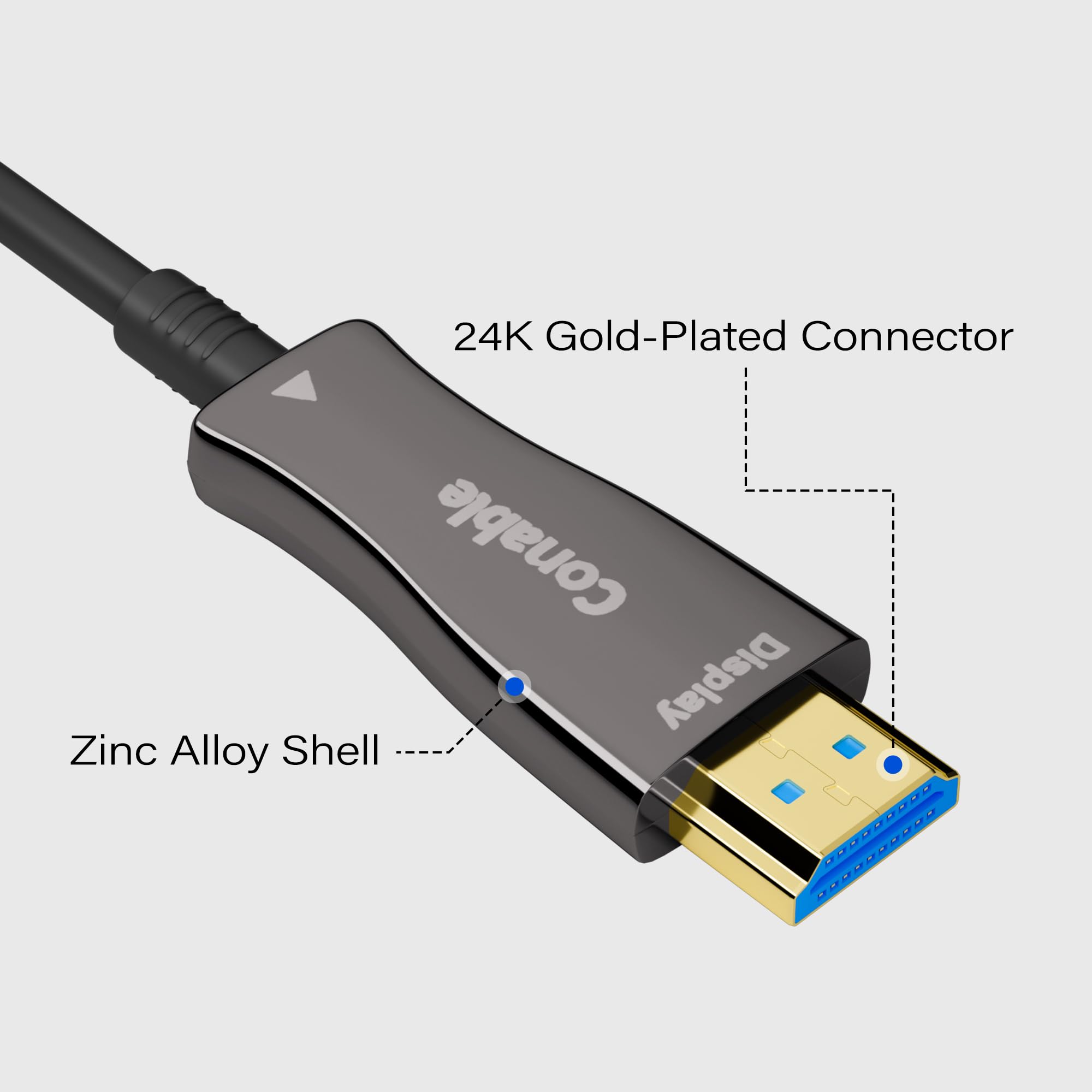 Cable HDMI 4K de 200 pies, cable HDMI de fibra óptica de alta velocidad, unidireccional de 18 Gbps, Ultra HD, soporta 4K @ 60Hz, 4:4:4 RGB, HDCP 2.2, 3D ARC, HDR10, Dolby Vision, carcasa de aleación
