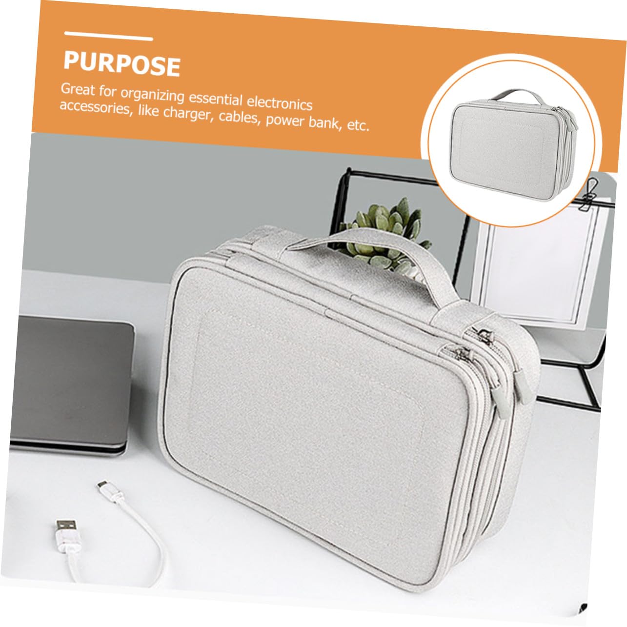 BESPORTBLE Borsa Portaoggetti per Cavi USB Tracolla Organizer per Dispositivi Elettronici Bank Custodia Portaoggetti per Cavi Dati Organizer per Accessori Digitali
