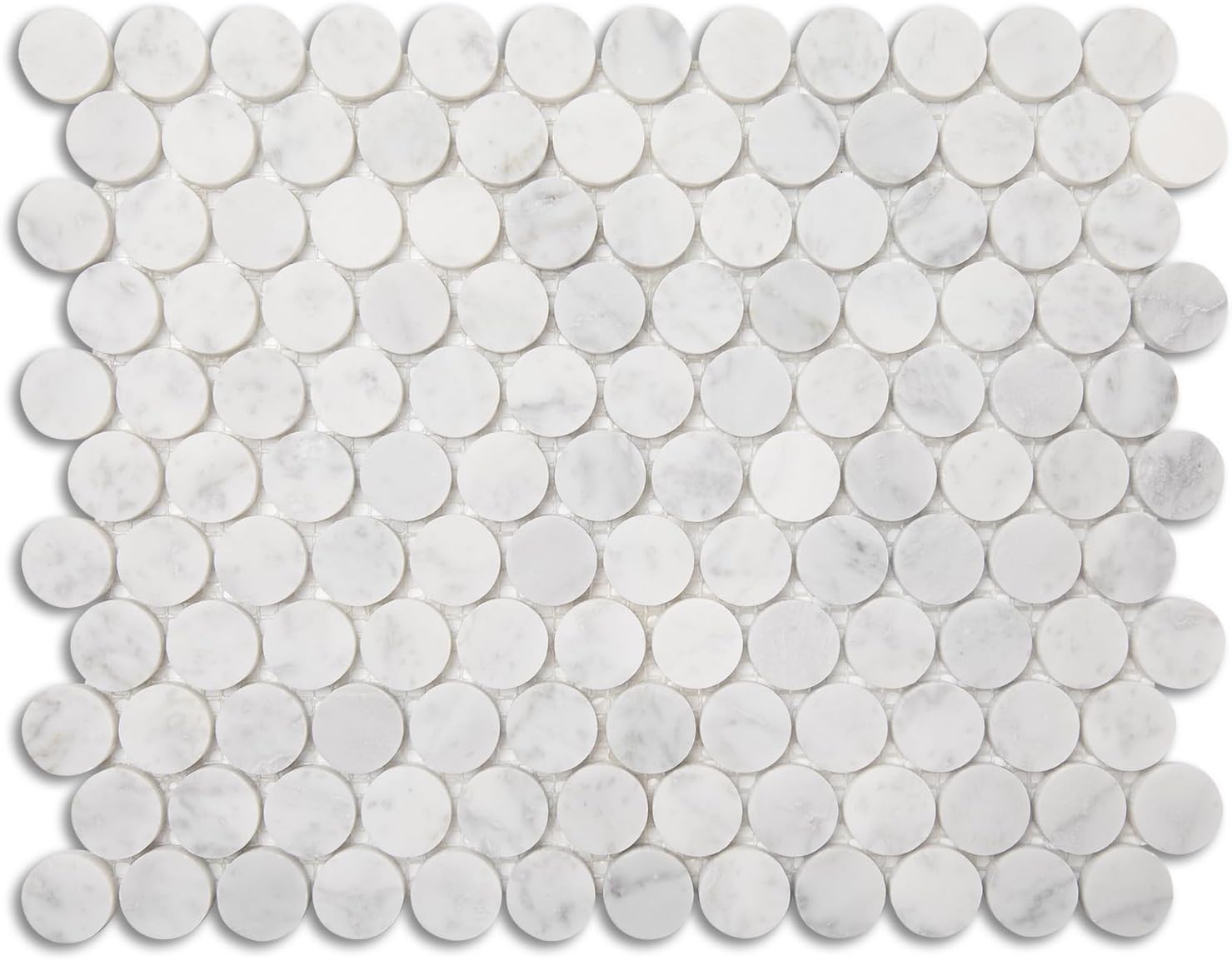 Lovdeco Carrara Marble Mosaic Backsplash, White Marble Tile for Kitchen Shower Bathroom Wall and Floor, Honed, 1 Inch Penny