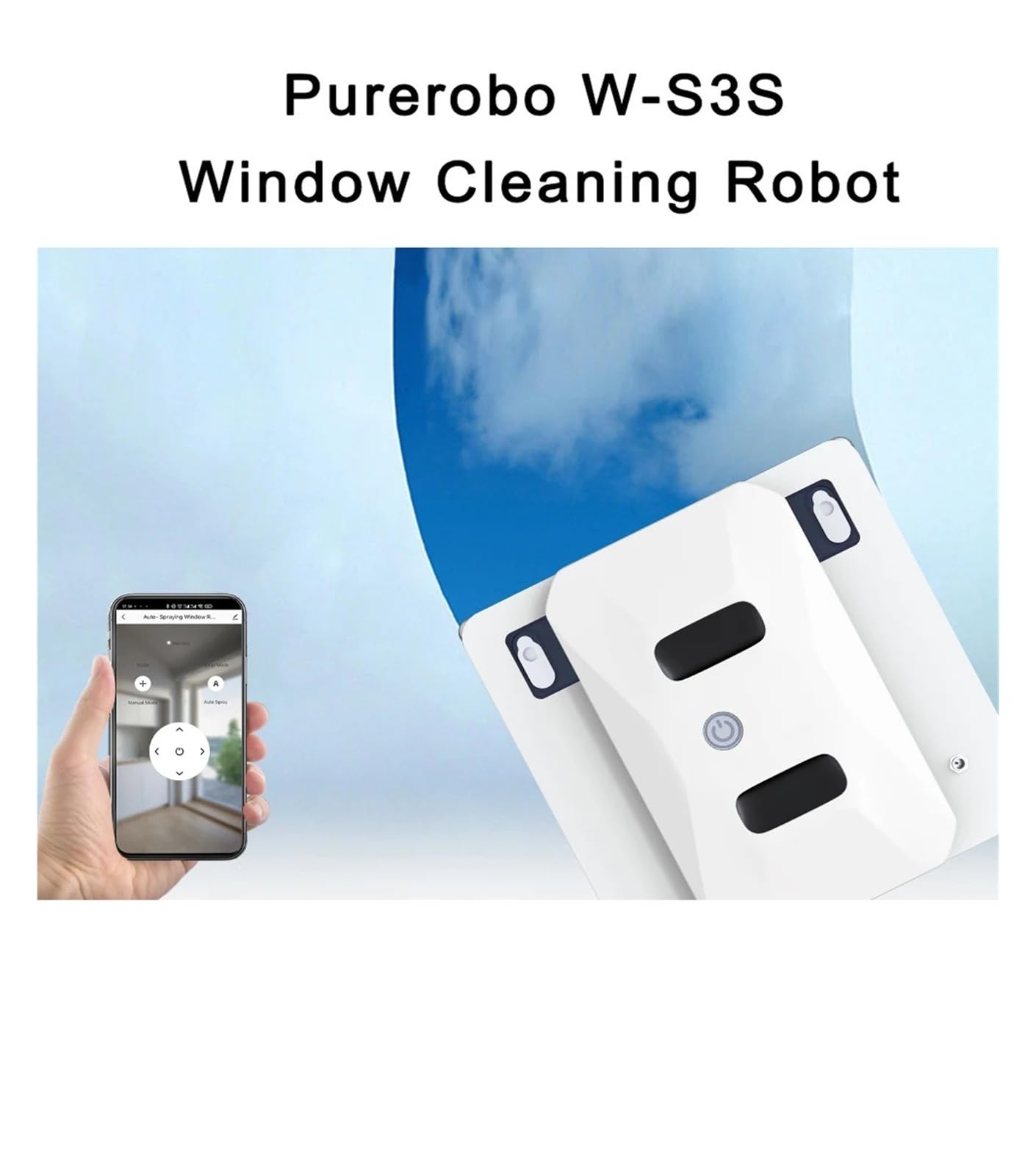 Purerobo Square Ultrasmukły robot do mycia okien z automatycznym natryskiem wody, myciem, szyb, luster i płytek, sterowaniem aplikacją do gładkich powierzchni