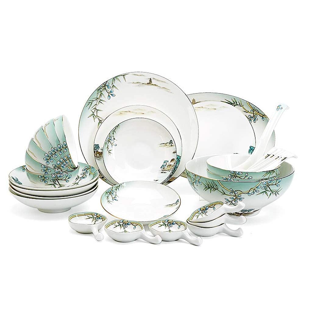 H3TF5J Zestaw stołowy China China, 32 sztuki ceramicznej zastawy stołowej, Chiny z kości wypalonej w wysokiej temperaturze, prezent dekoracji domowej, wielofunkcyjna porcelana gospodarstwa domowego