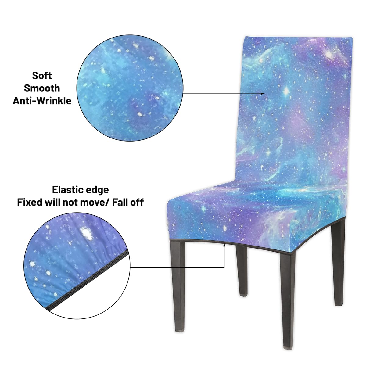 Mexpekil Esszimmerstuhlhussen mit violettem Galaxie-Muster, waschbar, Stuhlhussen für Küche, Hochzeit, Party, Dekoration, 6 Stück