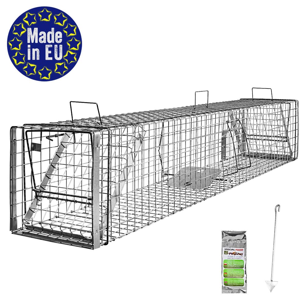 Lebendfalle 180 x 34 x 34 Heavy Drahtfalle Marder Lebend Garten Kaninchen Abwehr Umsiedeln Falle Haus Waschbär Fuchs größere Tiere Zubehör Vertreiben Dachboden Petigi