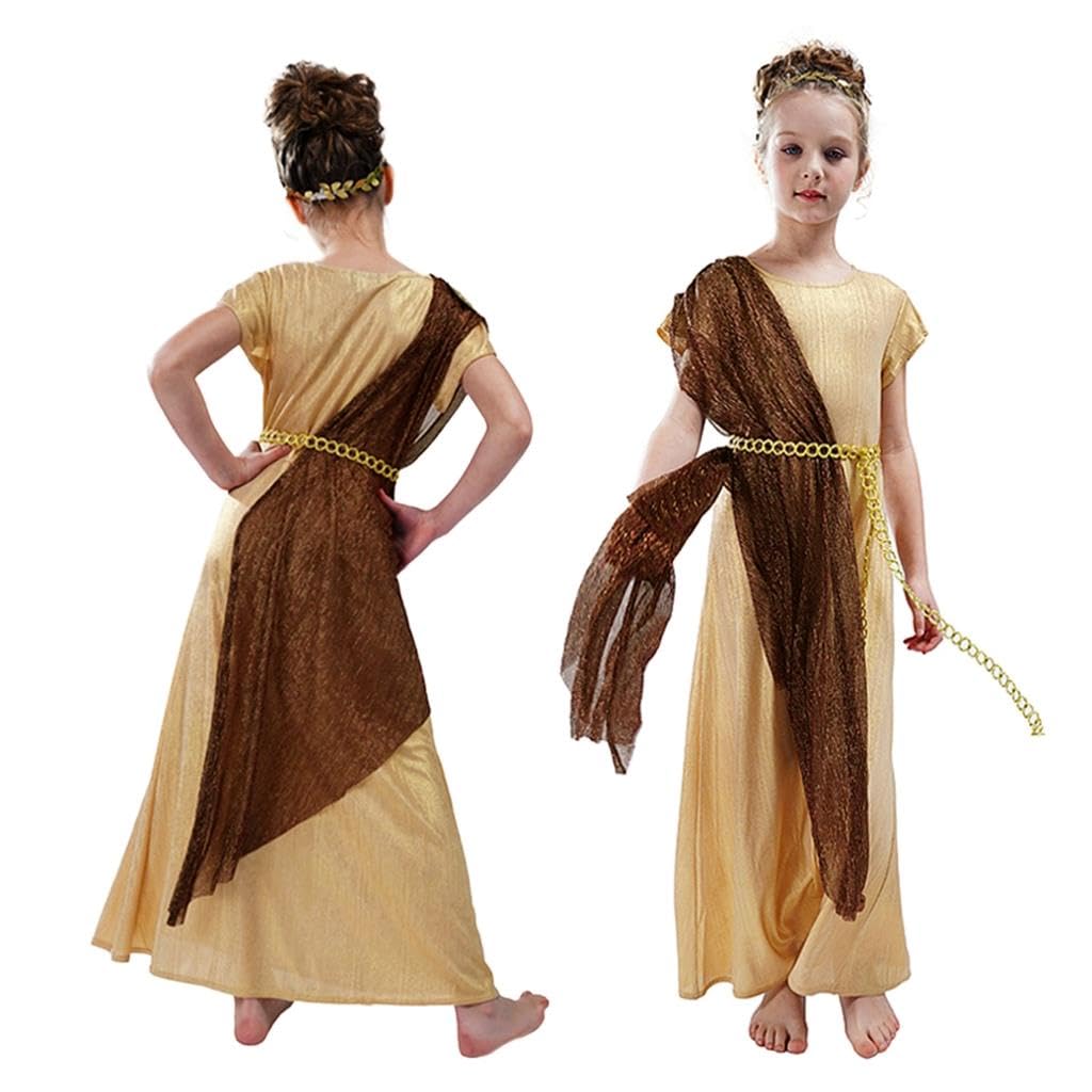 Lito Angels Greek Goddness Toga Costume Girls Ancient Roman Julius Caesar  Emperor Dress Up Outfit Set with Gold Laurel Crown School Plays Halloween  Kids Age 4-6 Years - BigaMart