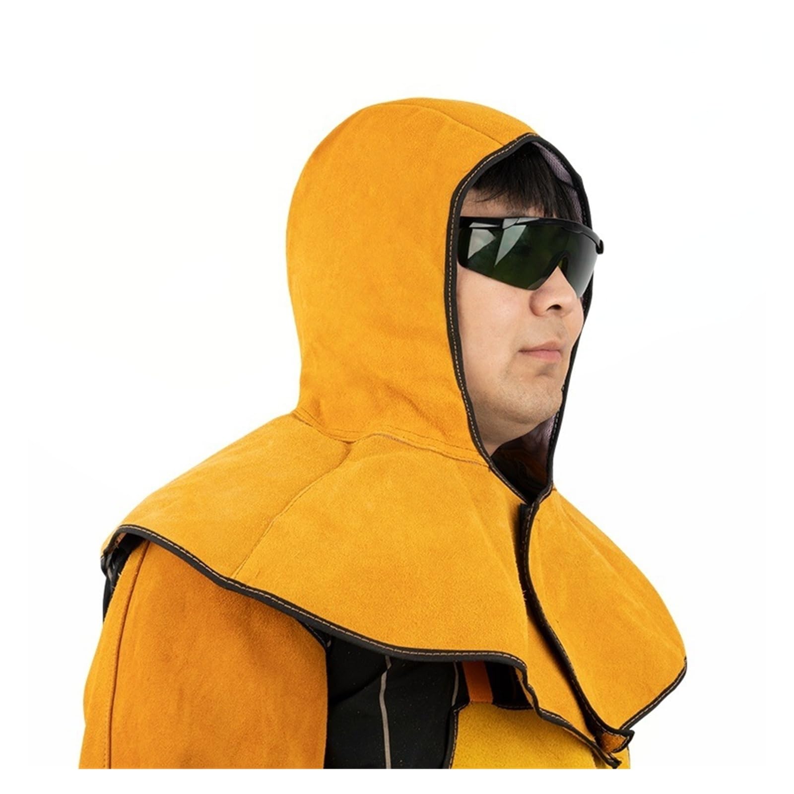 Edede One Color Welding Apron, Welder Protective Equipment, Cowhide, Heat-Resistant Shawls Hats, Welding Clothes