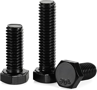 1/4-20 x 1-1/2“ Hex Head Bolt, Fully Threaded, Stainless Steel 304(18-8) Screw, Black Oxide Finish, Quantity 20