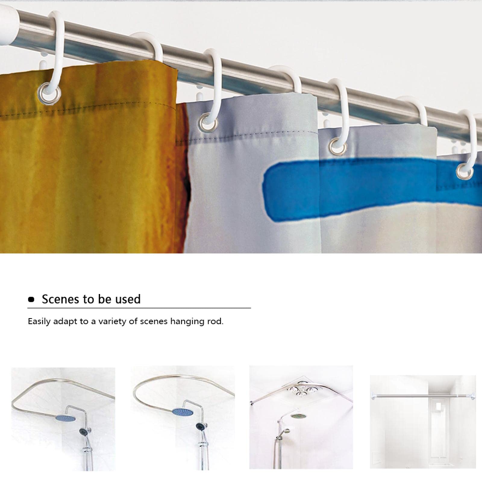 Conjuntos de Cortinas de Ducha de baño de Mujer de Cabello Azul con 12 Ganchos de poliéster Impermeable a máquina Lavable Cortina de Ducha de habitación húmeda W200xL180cm