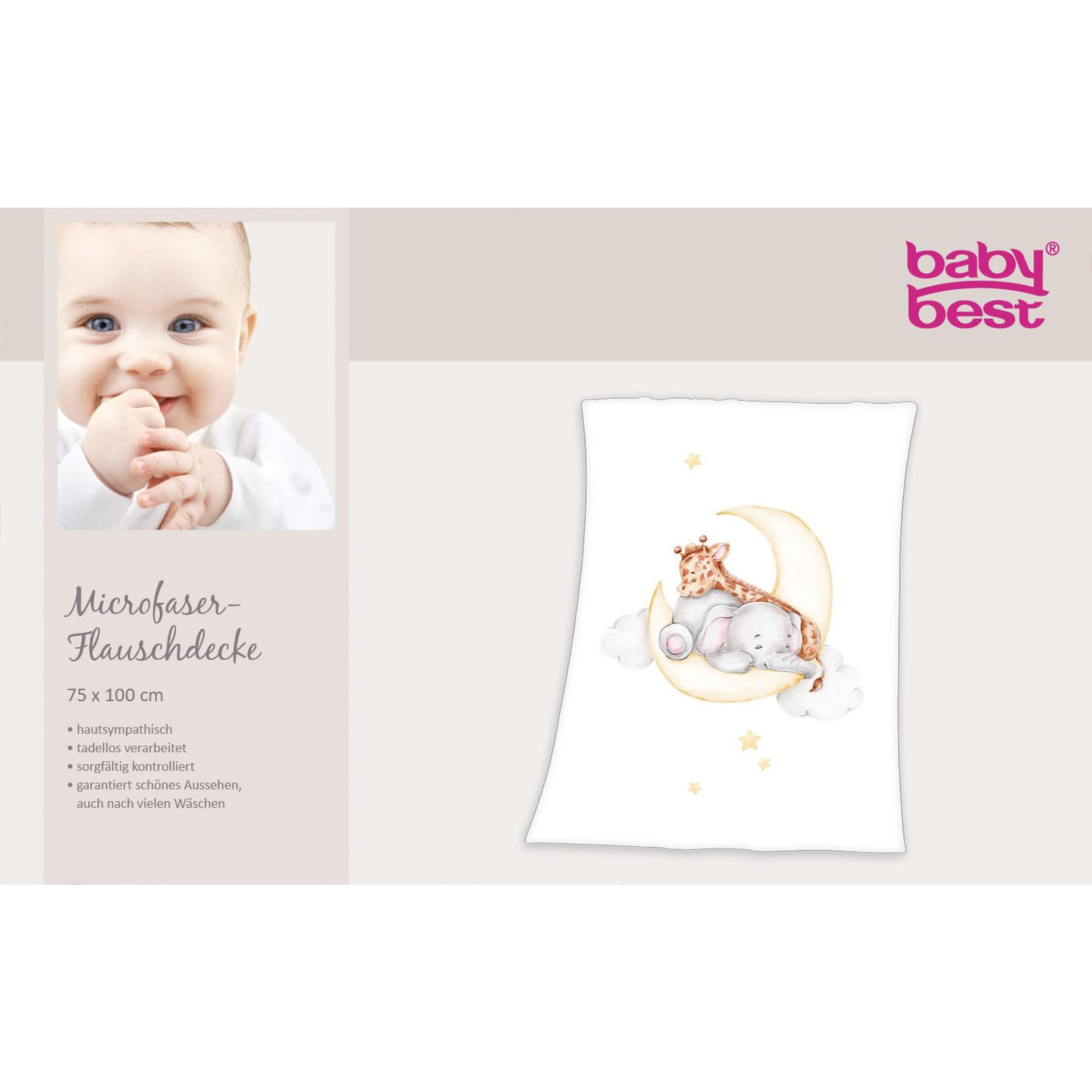 Herding Copertina in Pile Microfibra per Bebè Sleeping on the Moon, 75 x 100 cm, 100% Poliestere