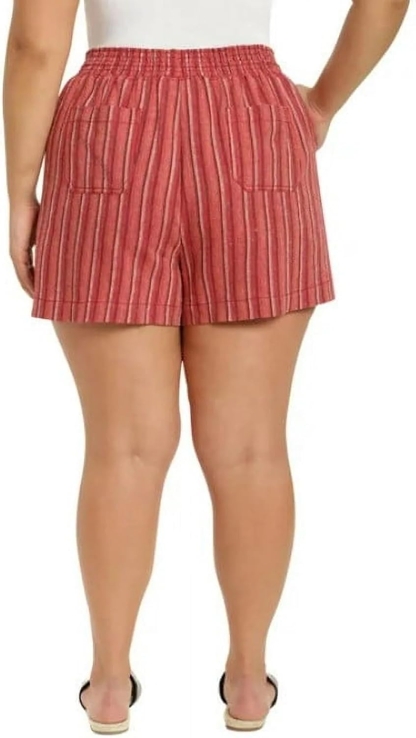 Briggs New York Women's Linen Blend Pull-On Summer Shorts with Pockets and Drawstring