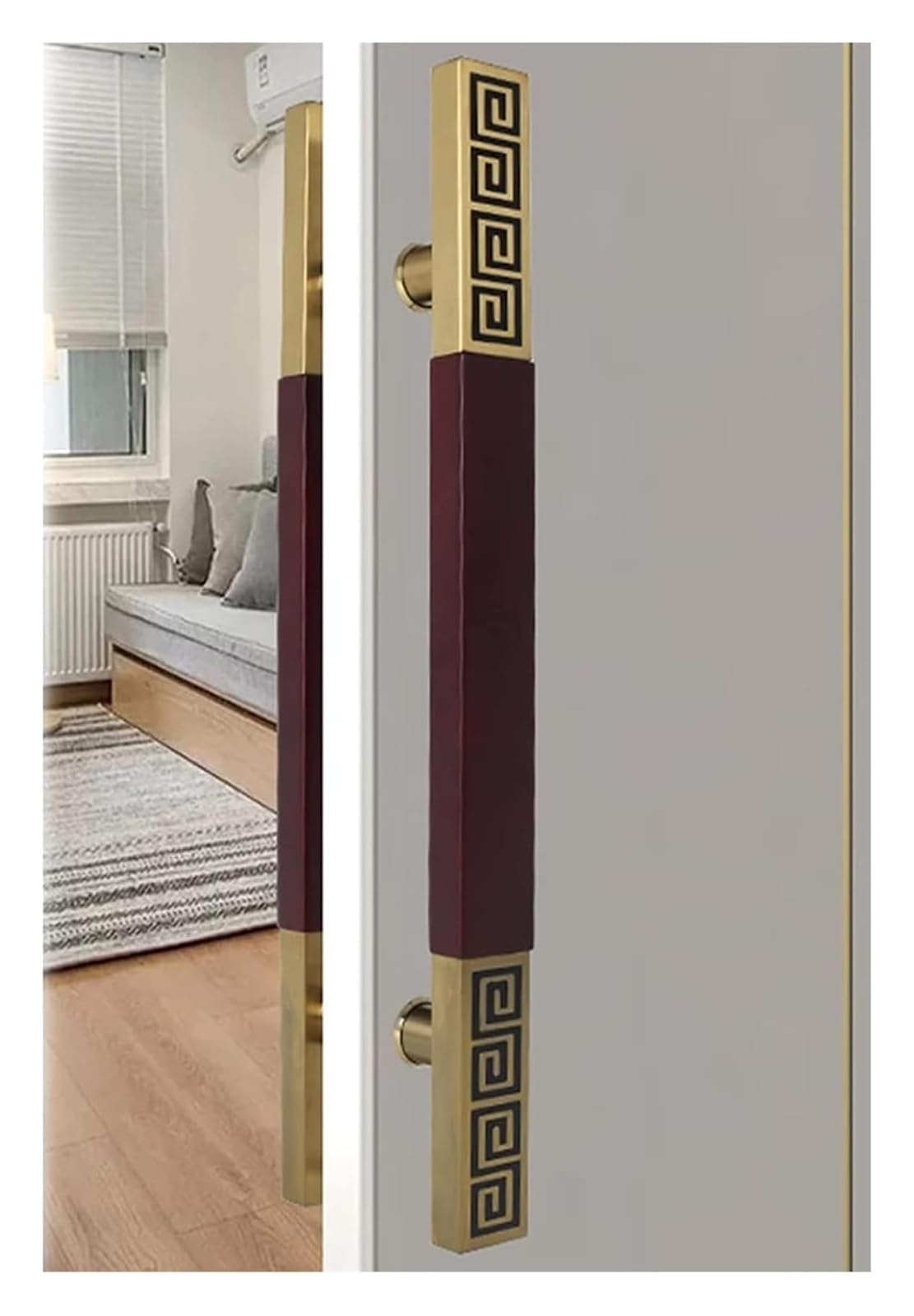 CWCQGH Push Pull Door Handle, Door Pull Handle, Sliding Barn Door Pull Handle with Hardware, Square H Shape Push Pull Bar Heavy Duty Swing Door Handle,A-150cm(5ft)