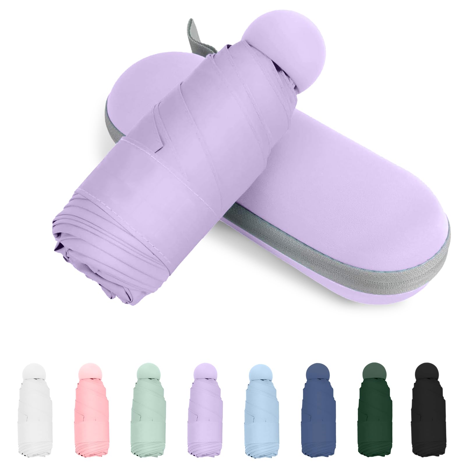 Trenovo Mini Folding Umbrella, Small Pocket Compact Umbrella for Purse Wallet, UV Sun Rain Travel Umbrellas for Backpack, Portable Folding Umbrellas