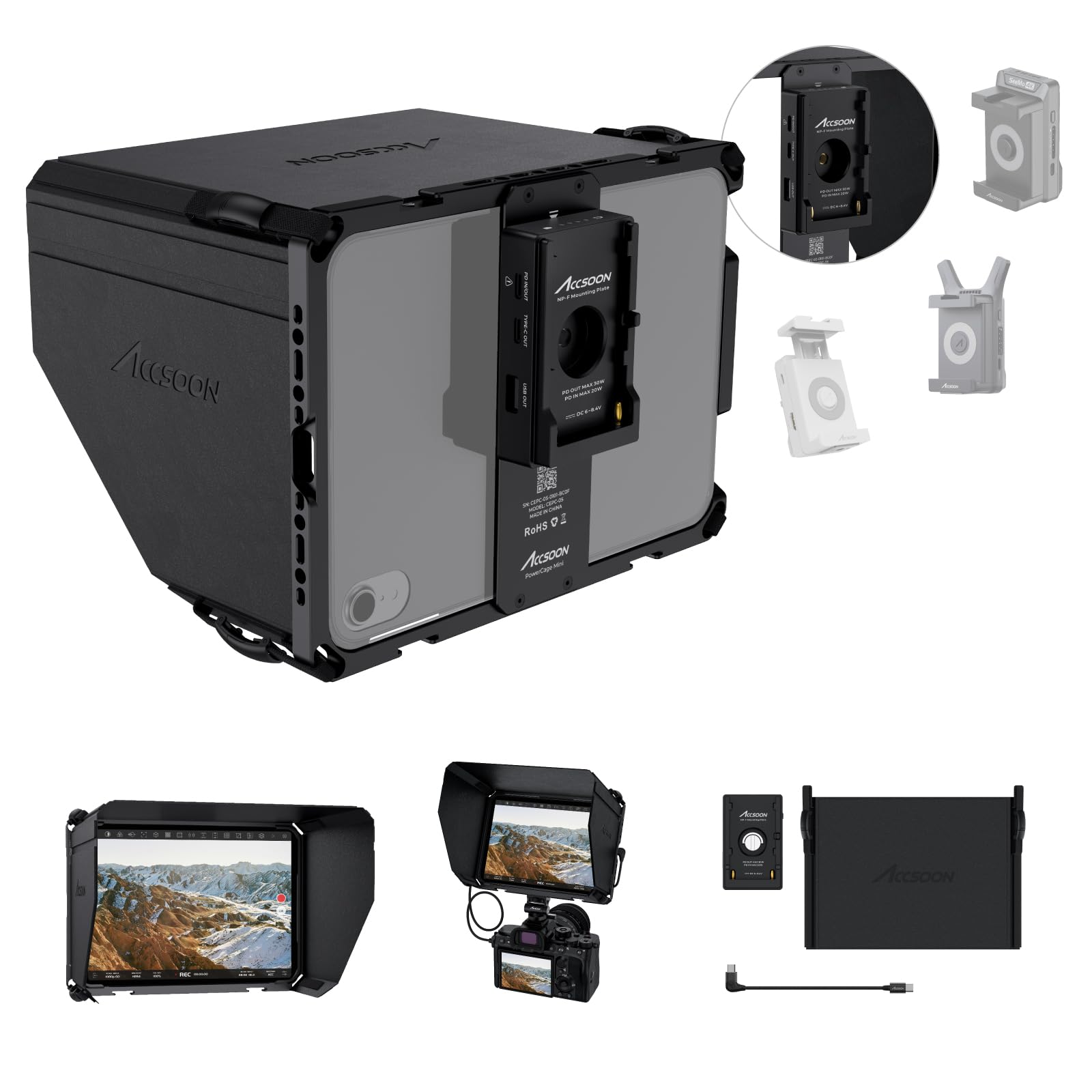 【Acssoon】PowerCage Mini Mounting Monitor Video 6 Mini iPad Mini PowerCage Accsoon 6用 Mini iPad その他