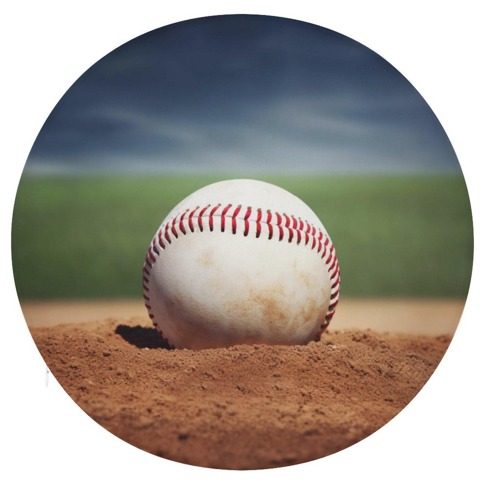 LZQPOEAS Baseball Round Chair Cushion 15 Inch, Detachable Memory Foam Seat Cushion,Circle Stool Cushion, Soft Round Chair Pad with Removable Cover
