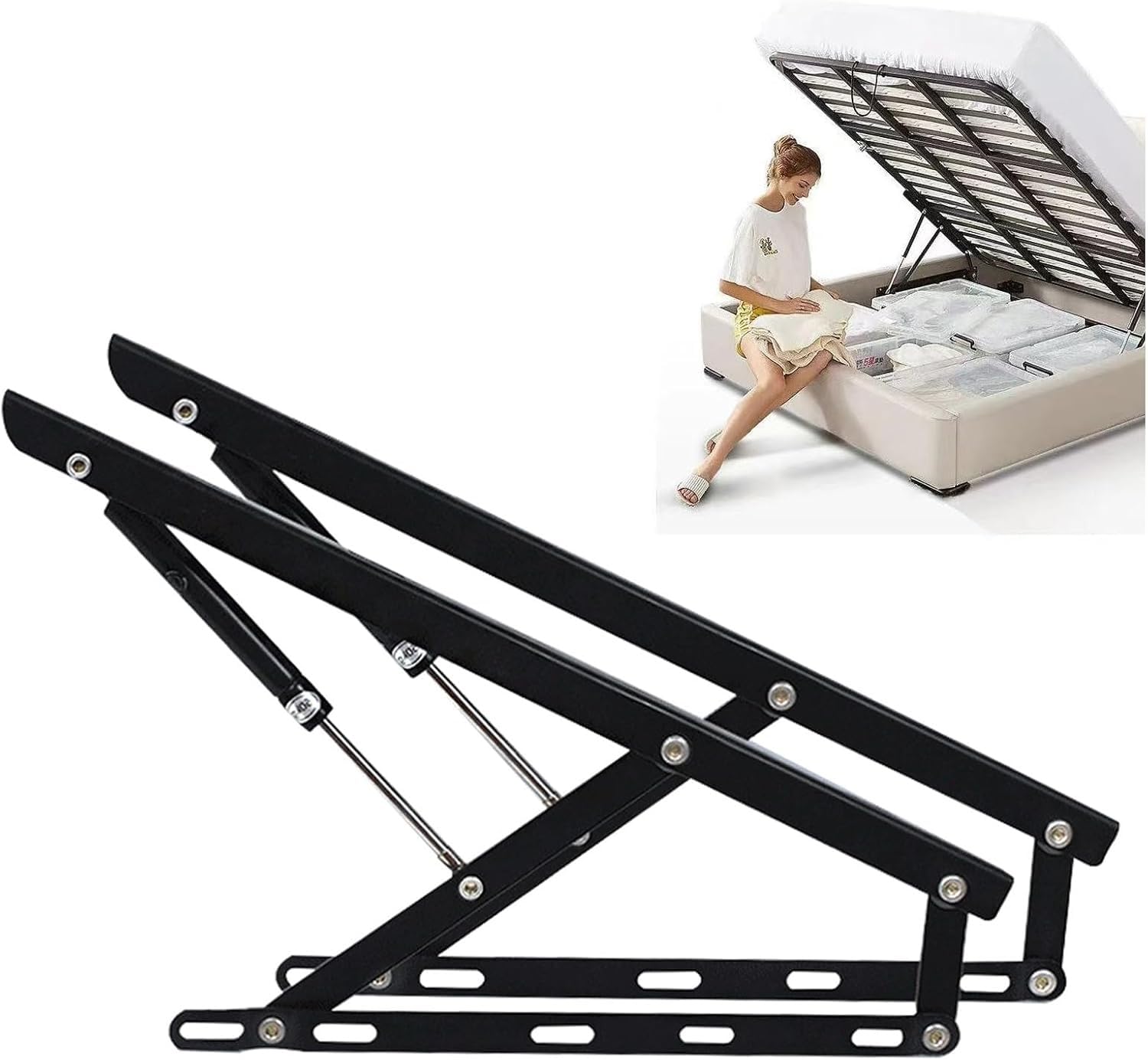 AGRUOPNC 1 Pair Lifting Bed Mechanism,Bed Lift Support, Hydraulic Rod Storage Divider Mechanism Frame Hardware Ideal For Mattresses,Boards Or Frames Sofas And Beds(120cm/47.2in)
