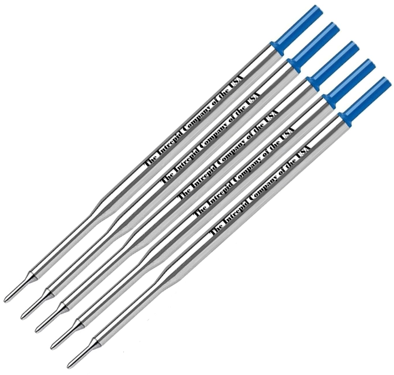 Intrepid - 5 recambios originales de punta media de flujo impecable para bolígrafos Papermate Lubriglide, Aspire, PhD, paquete a granel (azul)