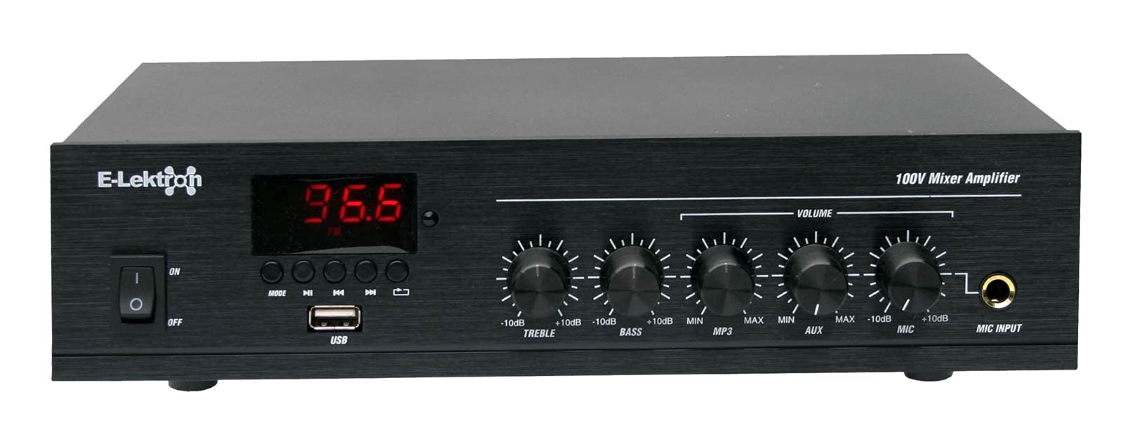 E-Lektron PA-TRON45 ELA Mono Mischverstärker 45W für Beschallung-Anlage | USB | Bluetooth | FM-Radio