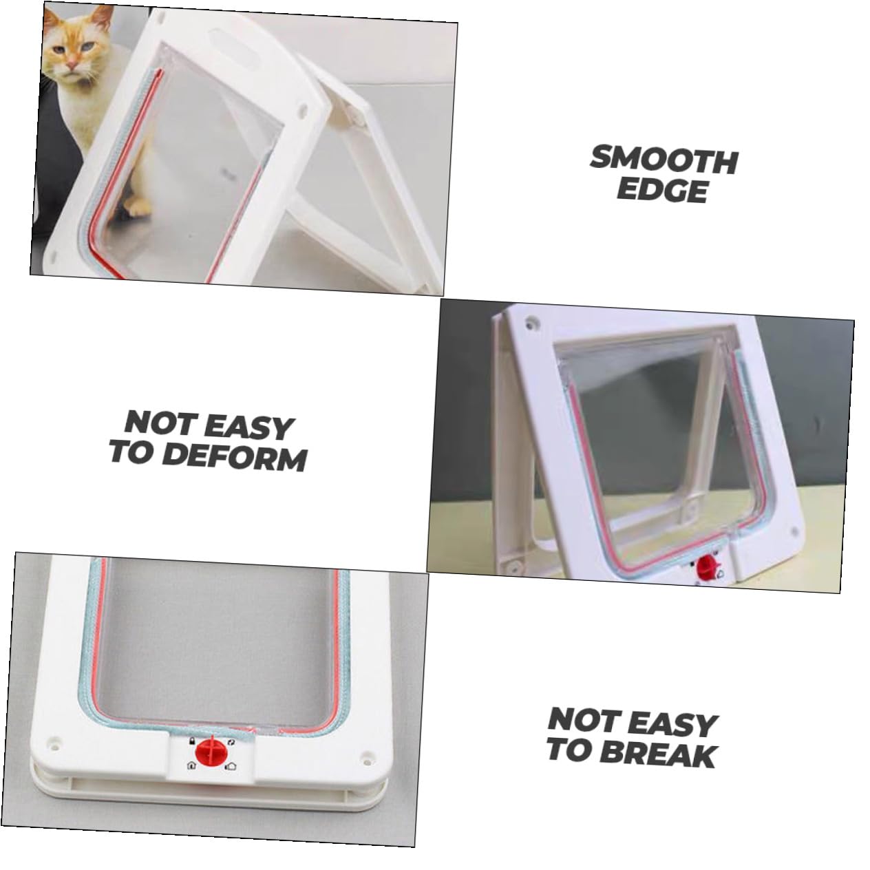 Lot de 2 Chatières Réglables pour Petits Chiens et Chats, Porte D'entrée/Sortie à Verrou Manuel, Dimensions Petites, Matériau Léger, Couleurs Blanc et Marron, Adaptées aux Portes