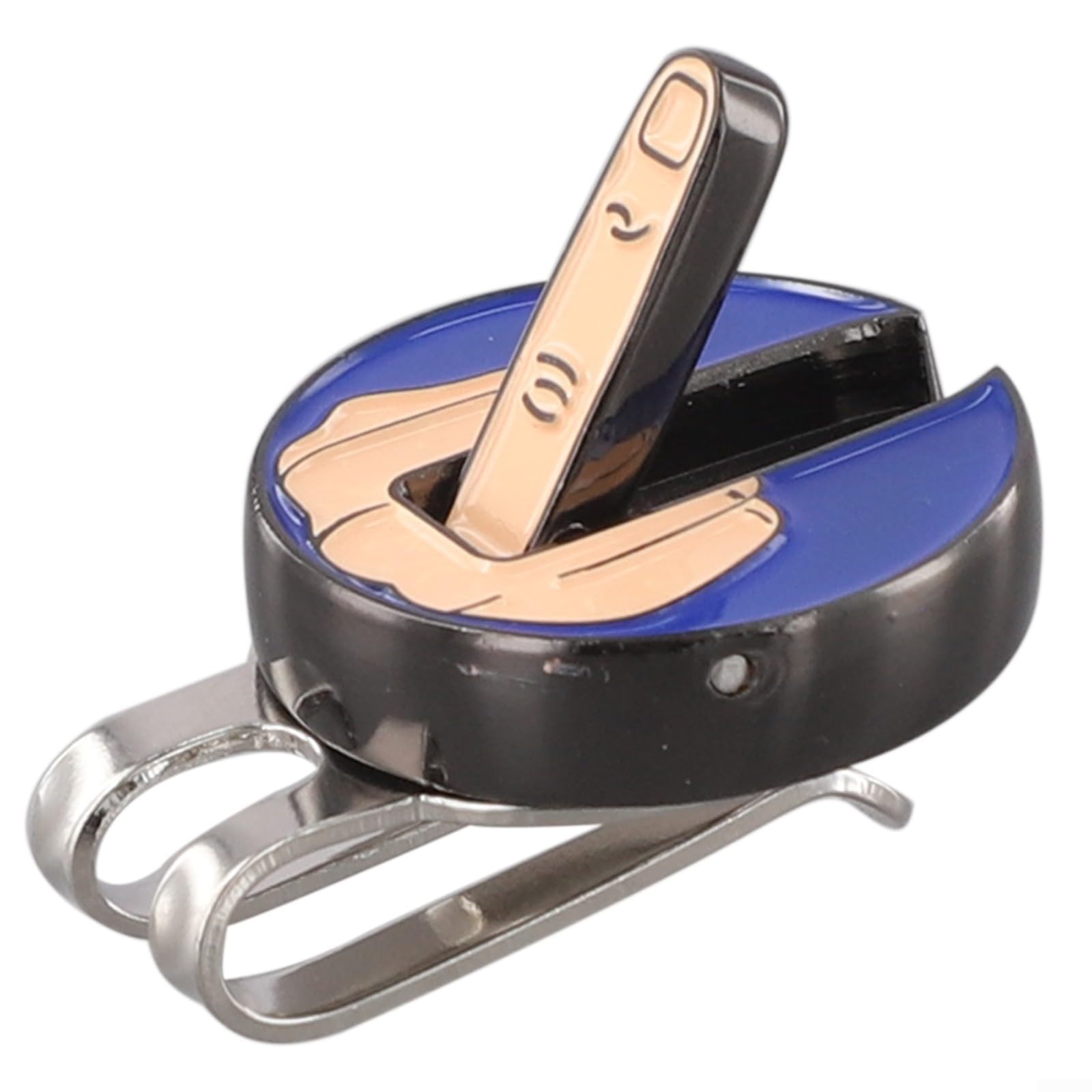 Middle Finger Golf Hat Clip with Magnetic Ball Marker Steel Construction for Secure Marker Placement Lightweight and Easy to Carry (Blue)