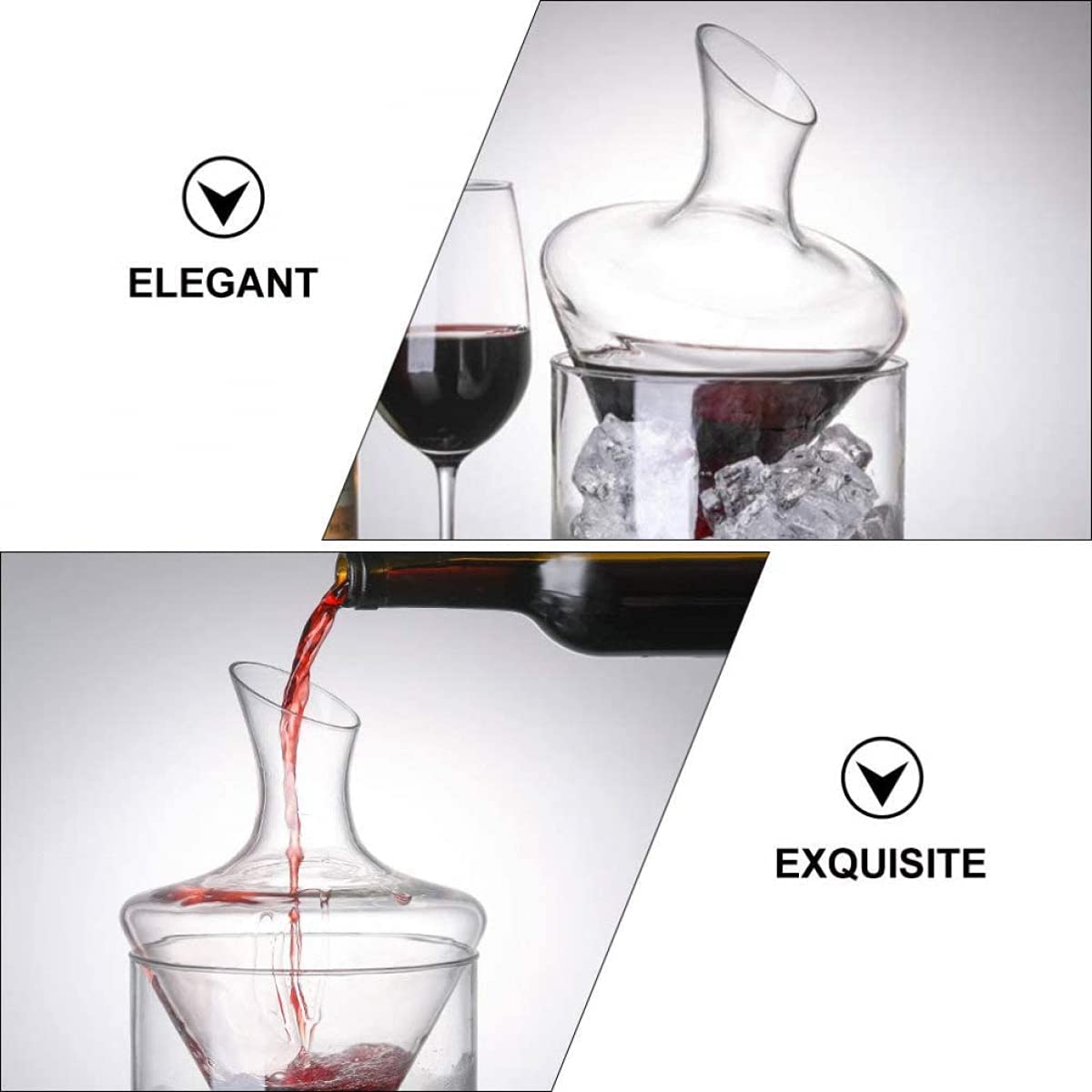 Weindekanter Kühler Set mit Eiskübel Kühler Glaskaraffe Rotweinentlüfter für Rot- und Weißweinzubehör Cocktails und Barzubehör