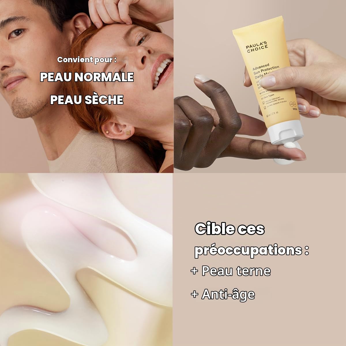 Paula's Choice Crème Hydratant Solaire Advanced SPF 50, Peau Sèche, 60 ml | Hydrate et Laisse un Résultat Frais & Glowy - Prévenir les Rides & les Irrégularités Pigmentaires - Tout Sans Film Blanc