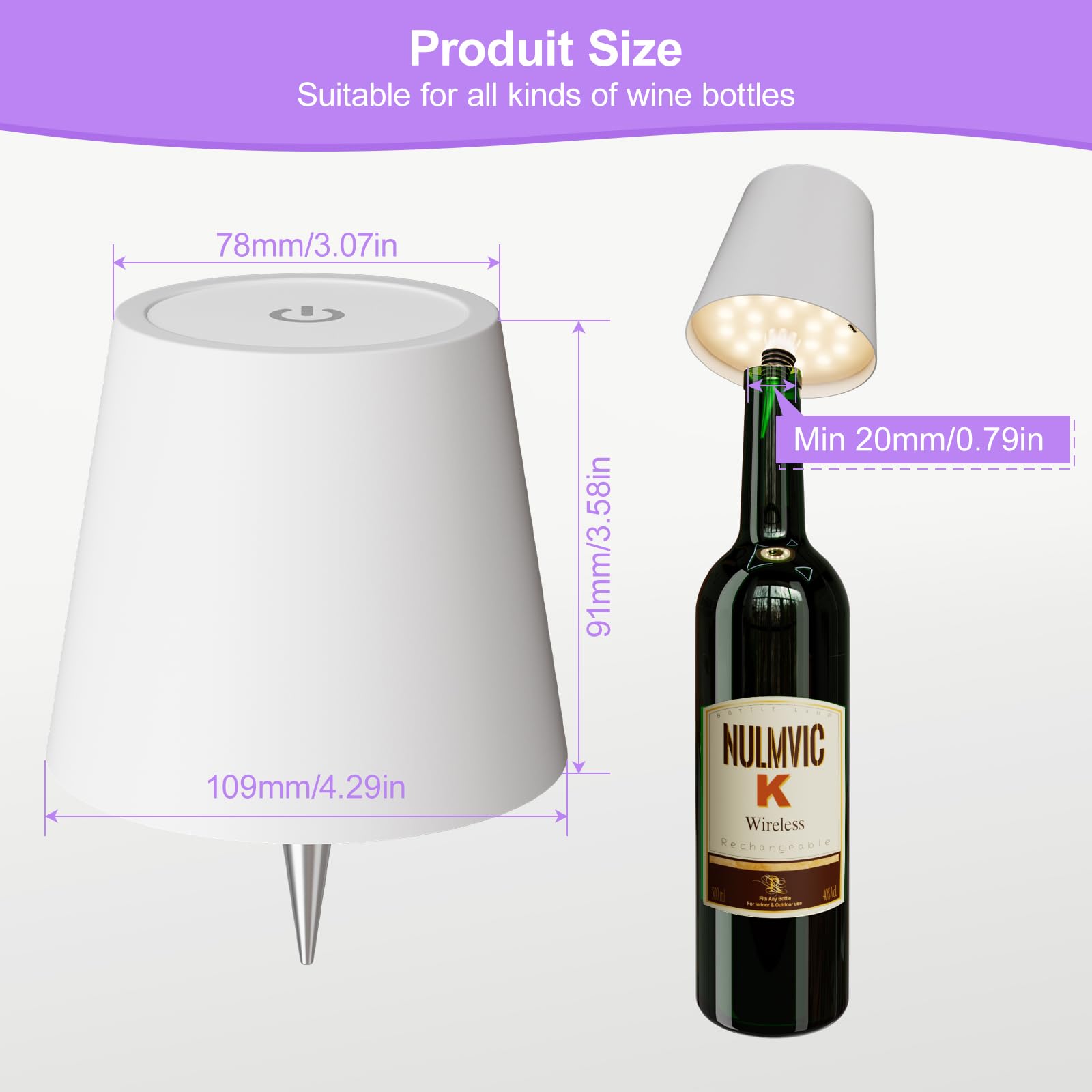 WOKWOYIO Wireless Bottle Lamp, Wireless Lamps Rechargable - Image 4