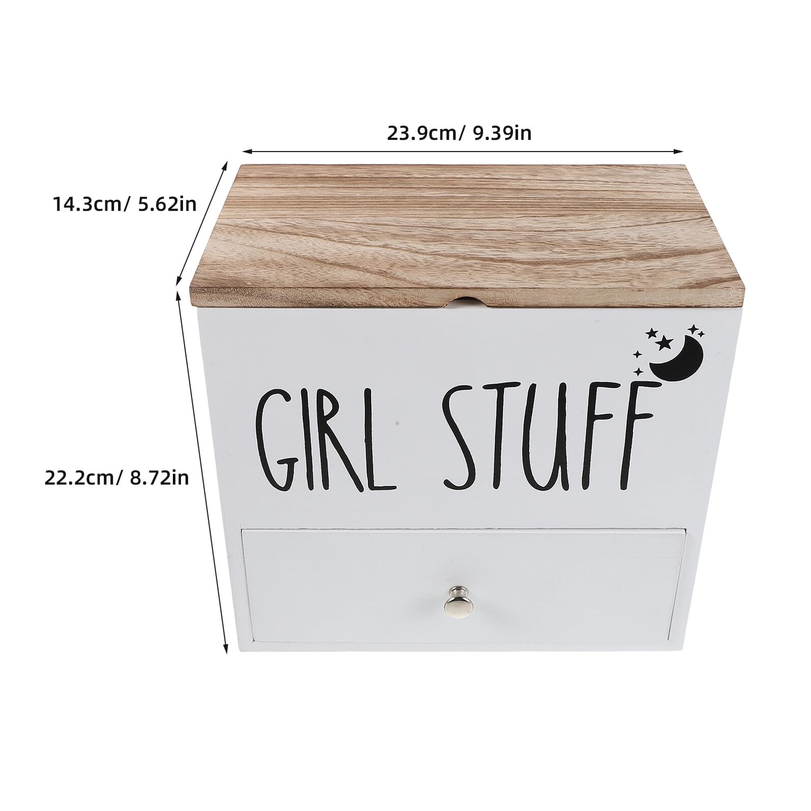 Porta Assorbenti per Bagno con Coperchio in Legno Bianco, Organizer per Assorbenti Igienici con Protezione Antiumidità e Ampia Capacità, Contenitore Compatto per Prodotti