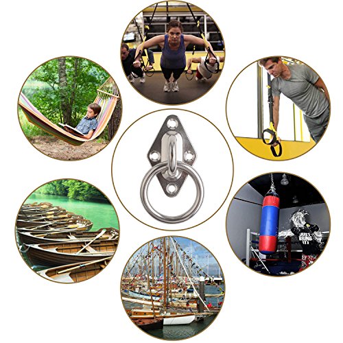 FEMOR Diamond Pad Eye Plate, 8mm Heavy Duty Anchor with Ring for Wall/Ceiling Mount, Great for Suspension Training Straps, Crossfit Olympic Rings, Yoga Swings, Hammocks, Boxing Equipment, Boat & Marin - Thumbnail 6