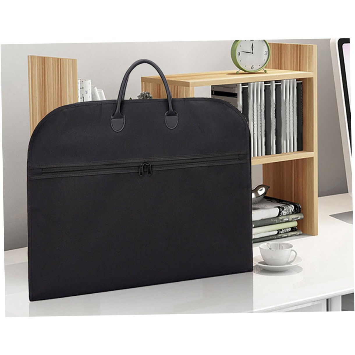 Porta Abiti da Viaggio Nero Oxford Resistente Doppio Manico, Borsa Pieghevole per Abiti Lunghi e Giacche da Uomo per Lavoro e Viaggi