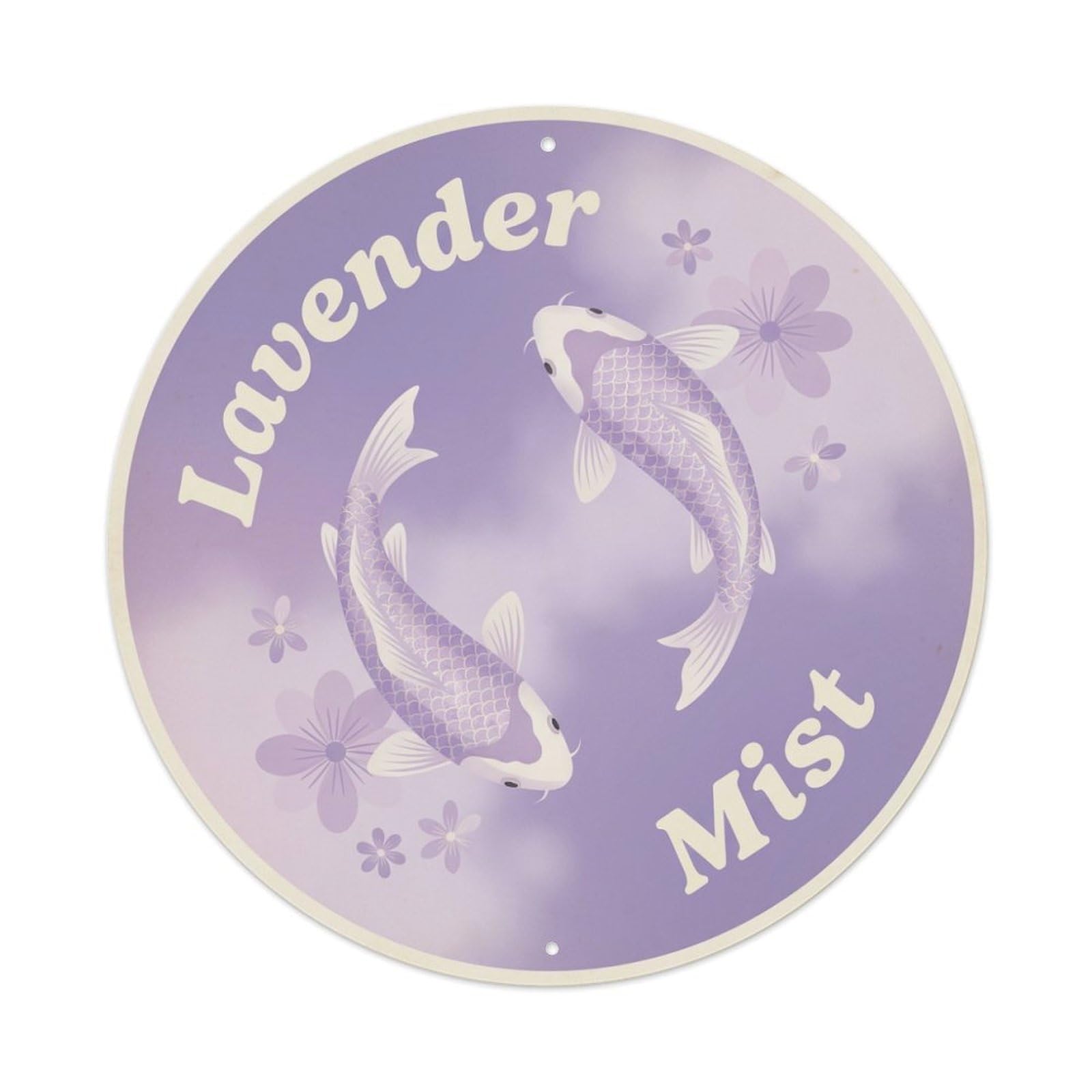 Koi Fish Lavender Mist Soft Haze Dreamy Pool Tranquil Metal Tin Sign