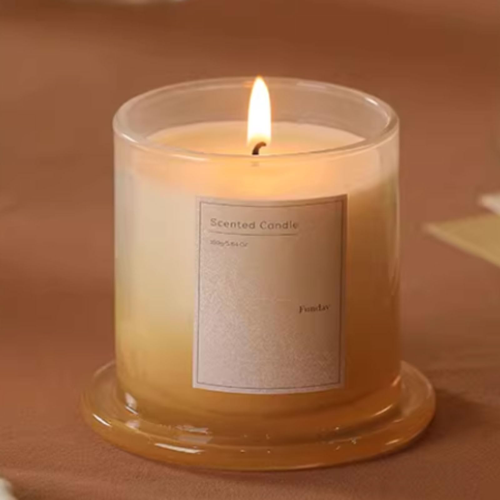 Compacto Velas de vidrio Velas aromáticas reutilizables modernas for el hogar hechas con cera de soja y aceites esenciales for mujeres y hombres no es picante(Oranje)