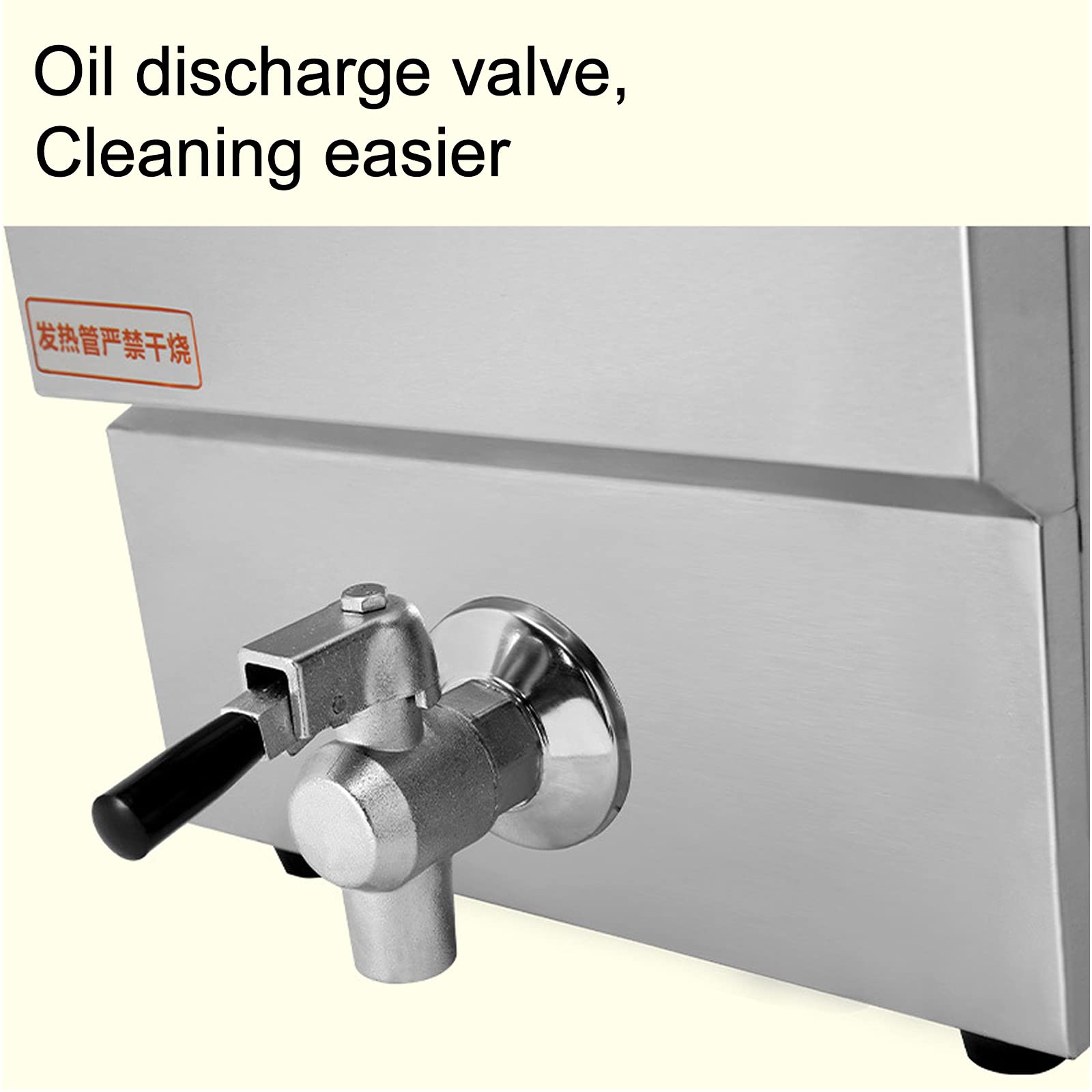 Freidora Comercial, freidora eléctrica de Acero Inoxidable de Alta Resistencia, con Cesta y Tapa, de Drenaje y Control de Temperatura, freidora para Uso Comercial y domésti
