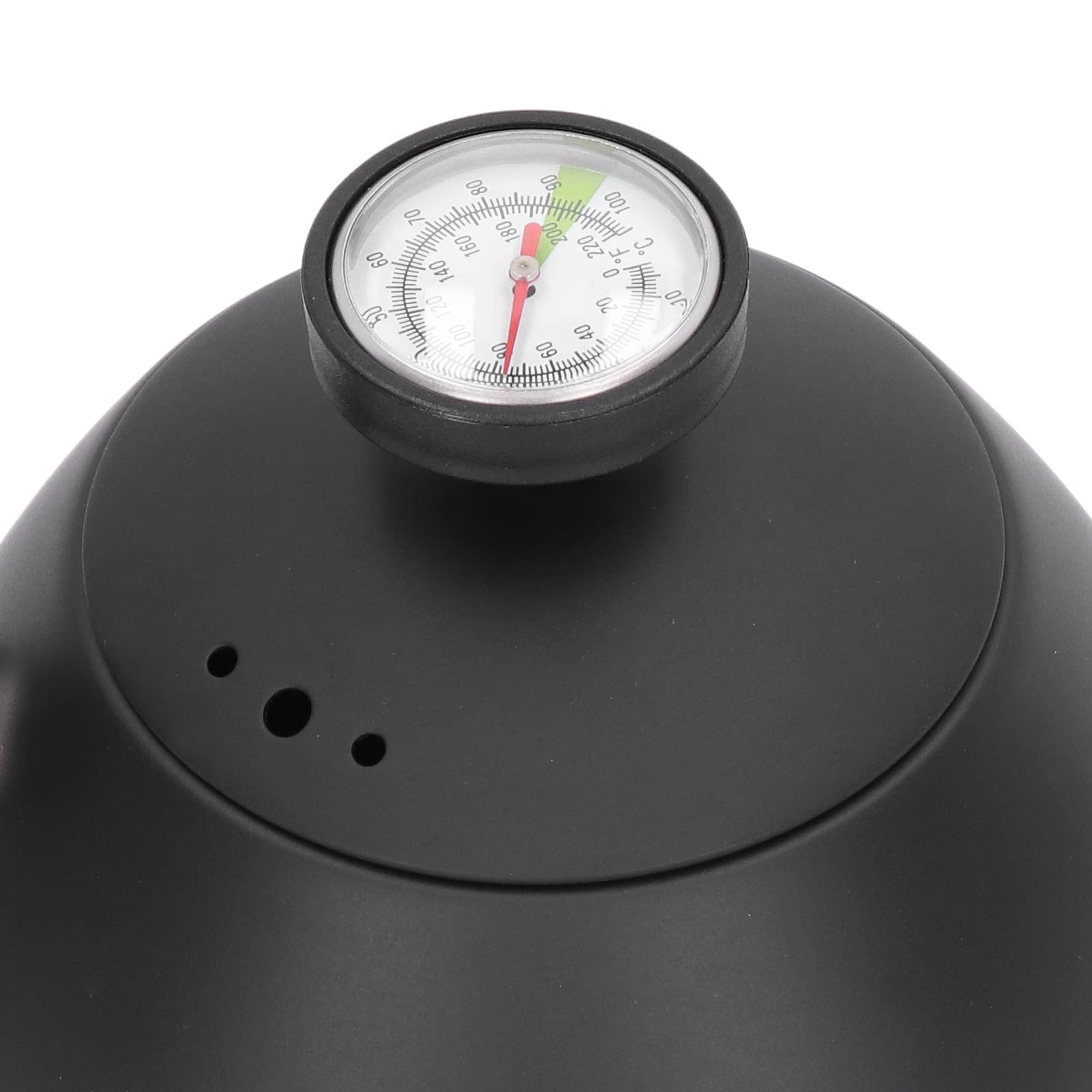 BuyWeek Kaffeekessel mit Thermometer, Schwanenhals-Wasserkocher aus Edelstahl 800 ml Teekessel mit großem Fassungsvermögen für Haushalt, Café, Schwarz