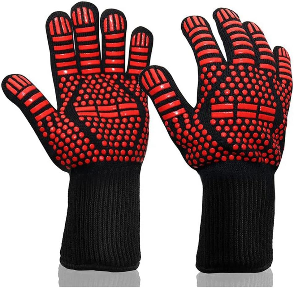 1 Pair Silicone Microwave Kitchen Gloves Cooking Grill Oven Mitts(White-Dinosaur Doodle4)