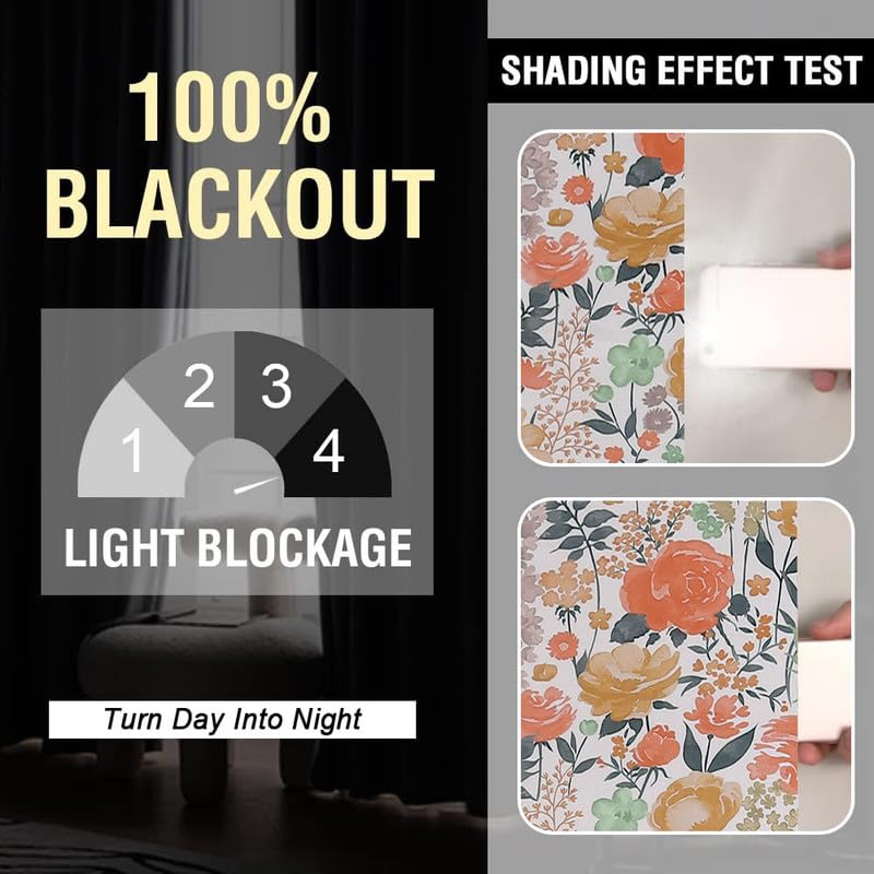 Image of Cloth Fusion Printed 100% Blackout Door Curtains 8 Feet Long Set of 2, Room Darkening Parda with Stainless Steel Grommets for Home Decor (8x4.5 Feet, White Roses)