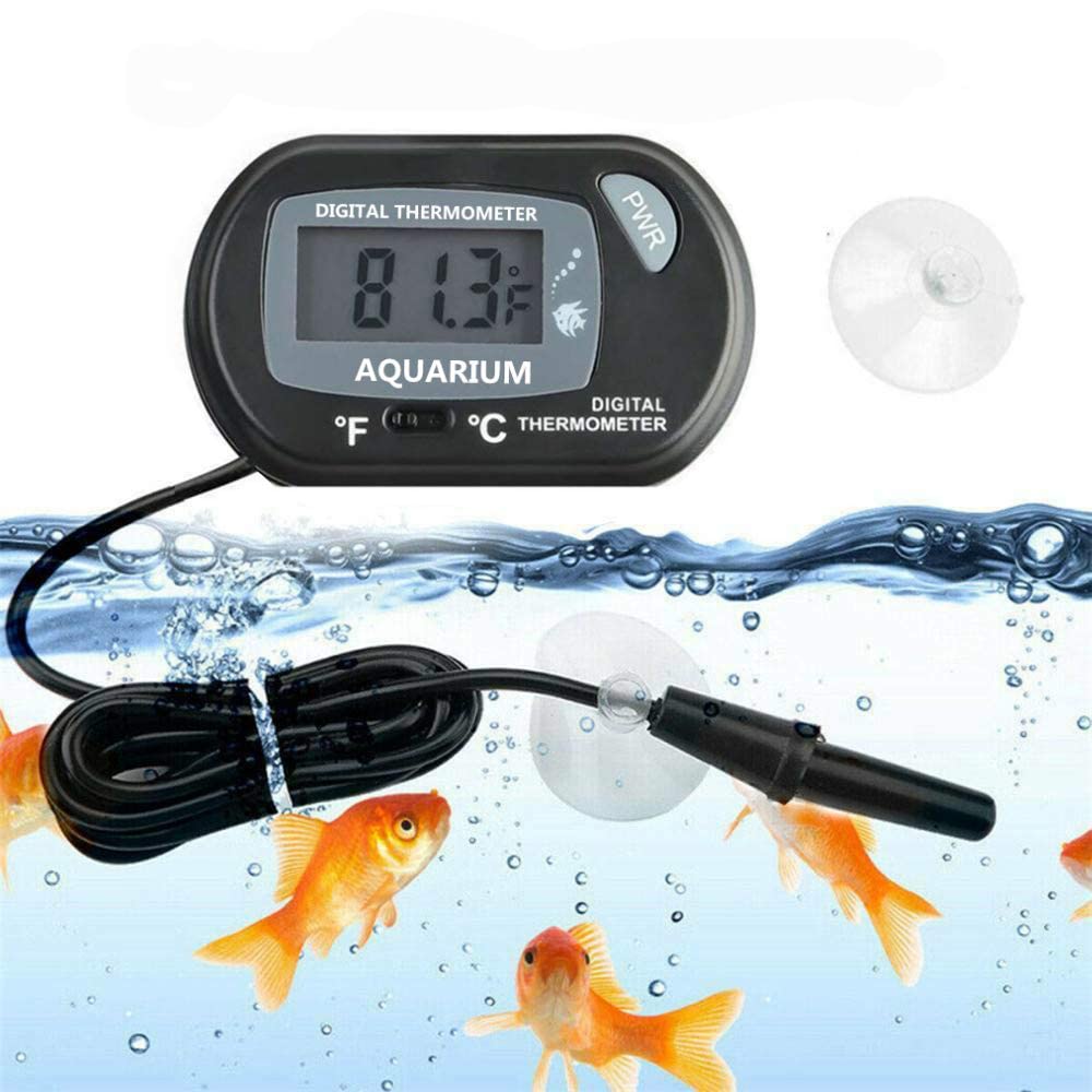 Treki Thermomètres Aquarium LCD Thermomètre Digital Ventouse Thermometre Fish Tank Numérique Aquarium ThermomètreS avec Sonde pour Aquariu m Marin Incubateur Réservoir